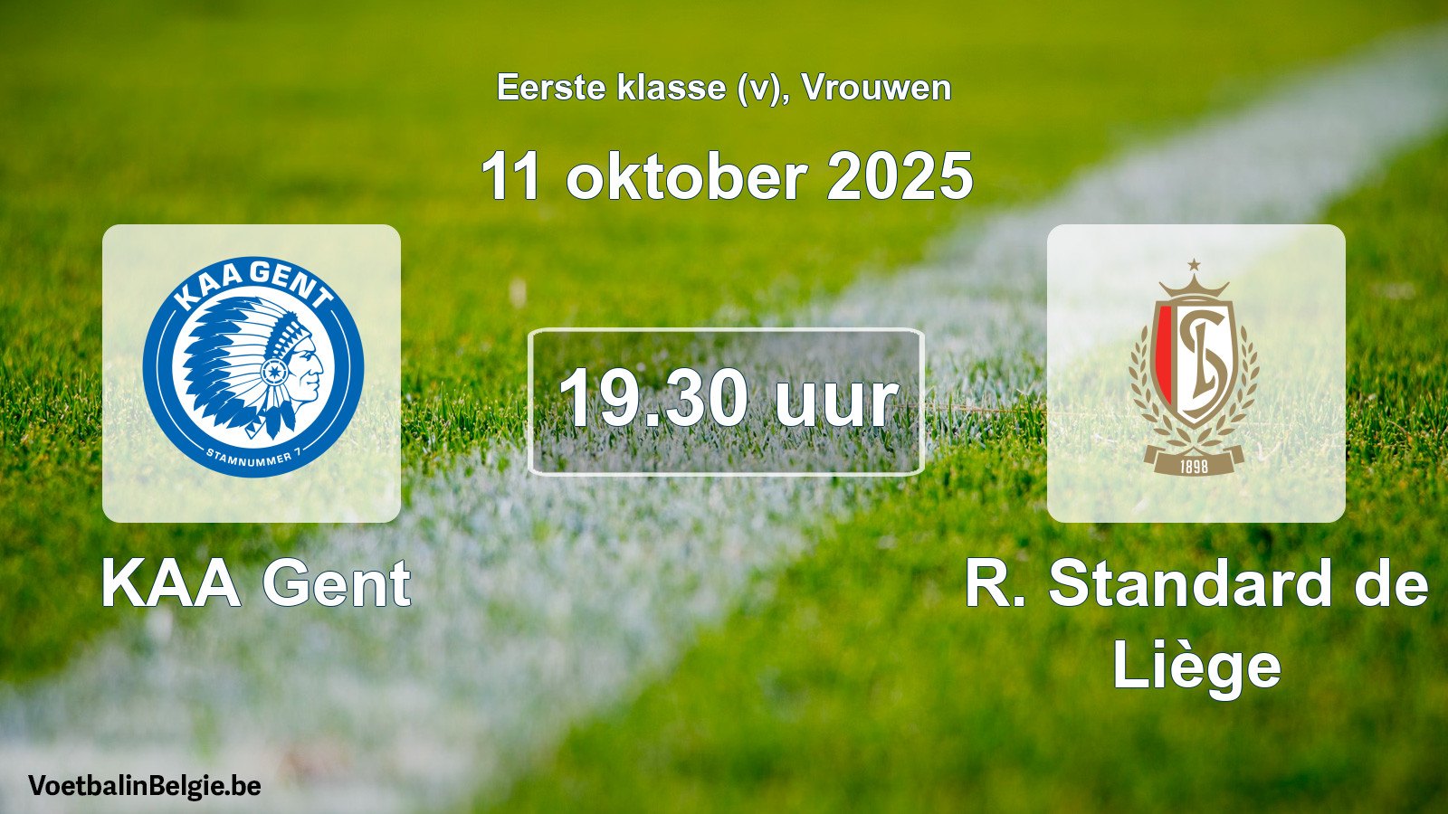Geplande wedstrijd vrouwenvoetbal: KAA Gent - R. Standard de Liège (11 oktober 2025)