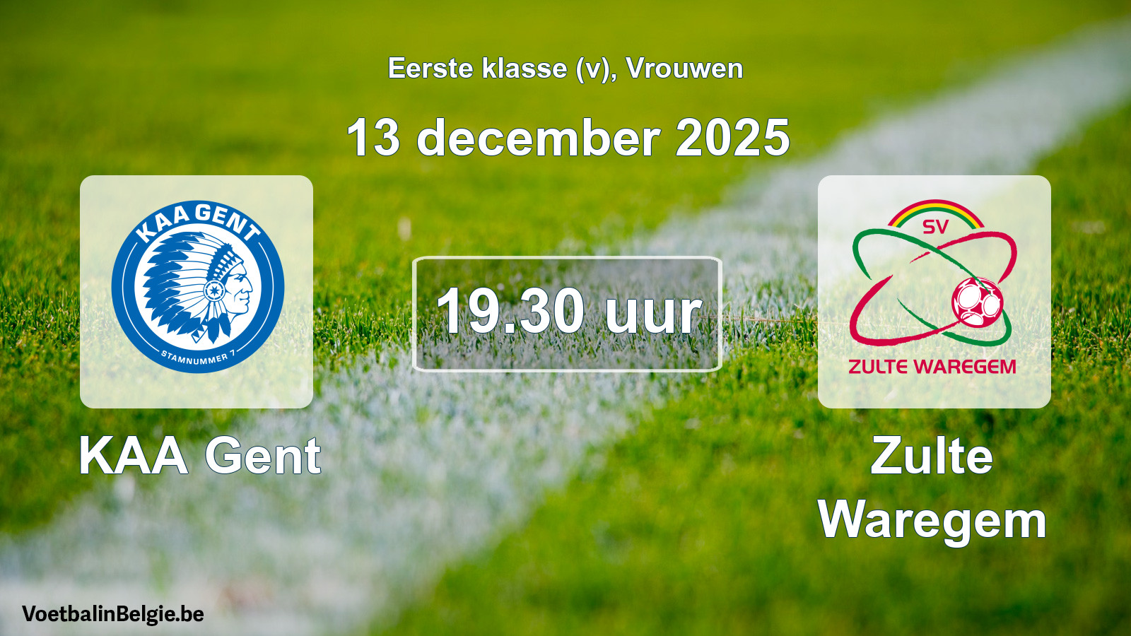 Match prévu football femmes: KAA Gent - Zulte Waregem (13 décembre 2025)