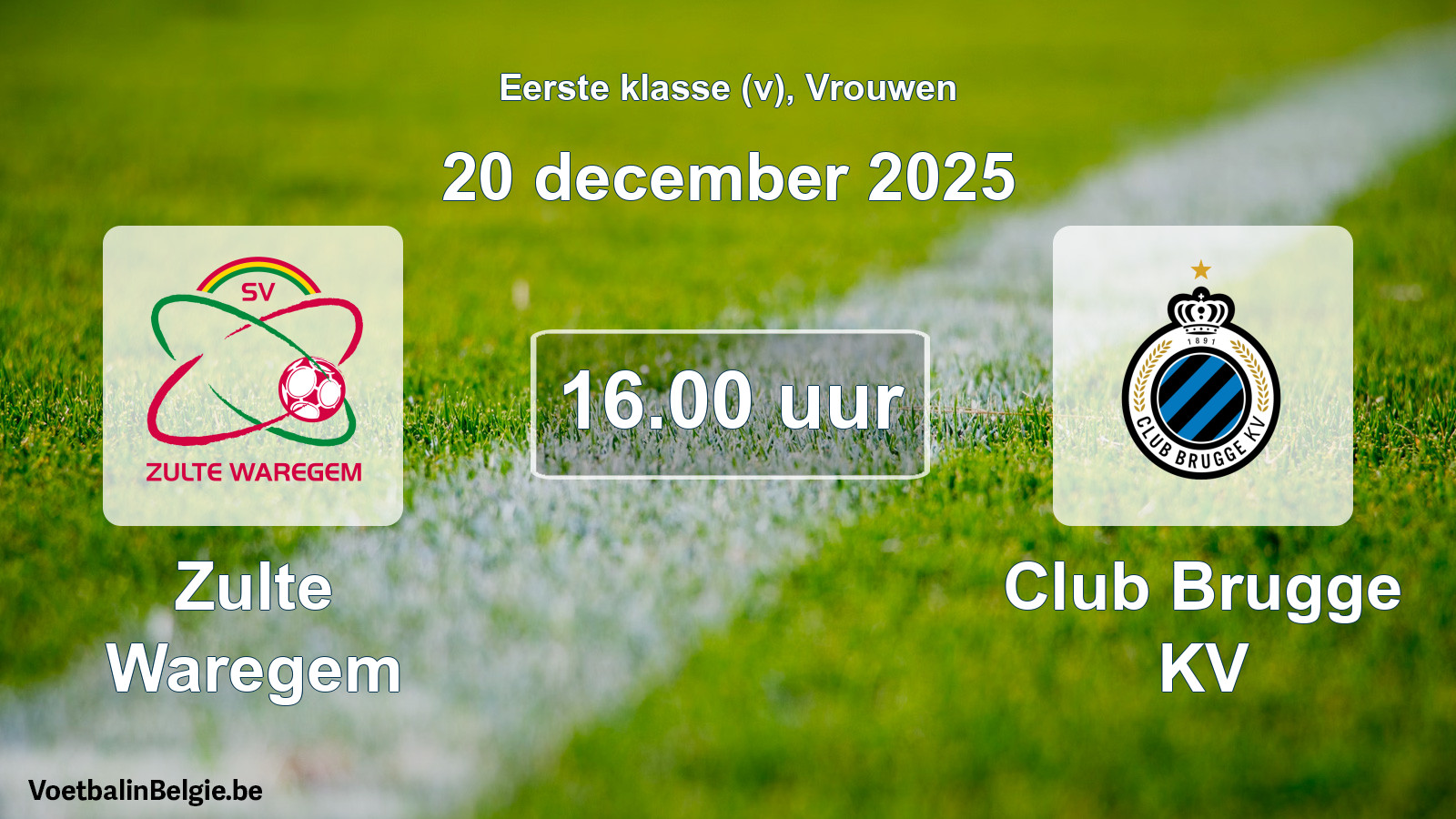 Geplande wedstrijd vrouwenvoetbal: Zulte Waregem - Club Brugge KV (20 december 2025)