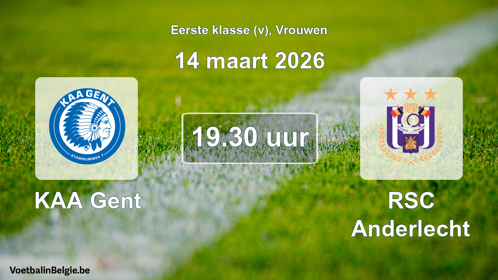 Geplande wedstrijd vrouwenvoetbal: KAA Gent - RSC Anderlecht (14 maart 2026)