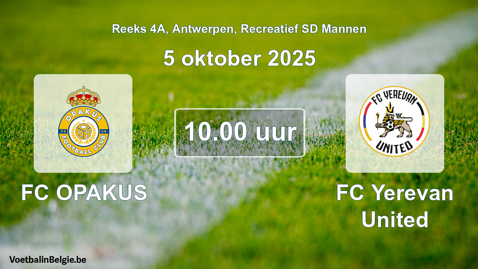 Geplantes Spiel freizeit sd männer-Fußball: FC OPAKUS - FC Yerevan United (5 Oktober 2025)