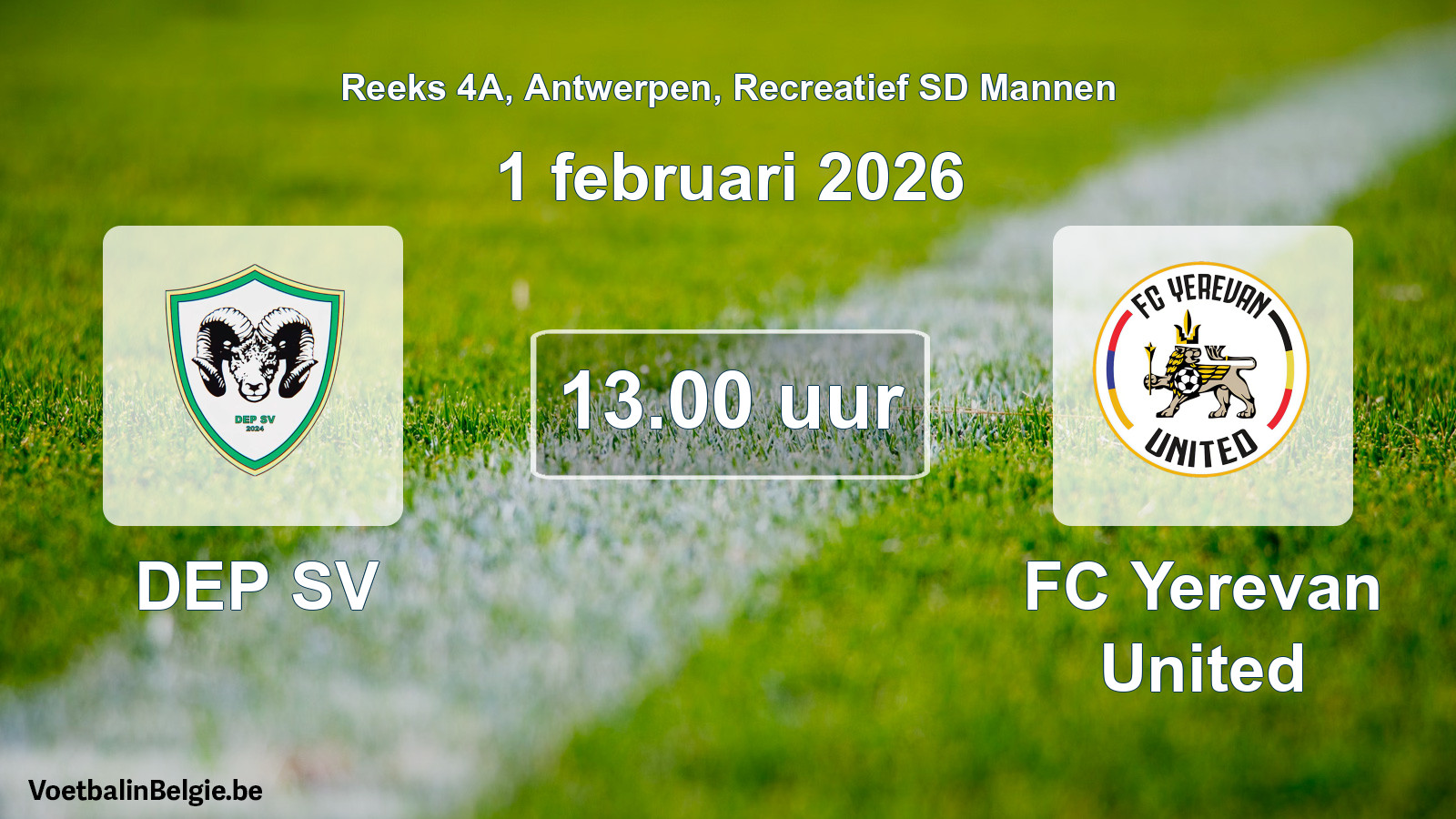 Geplantes Spiel freizeit sd männer-Fußball: DEP SV - FC Yerevan United (1 Februar 2026)