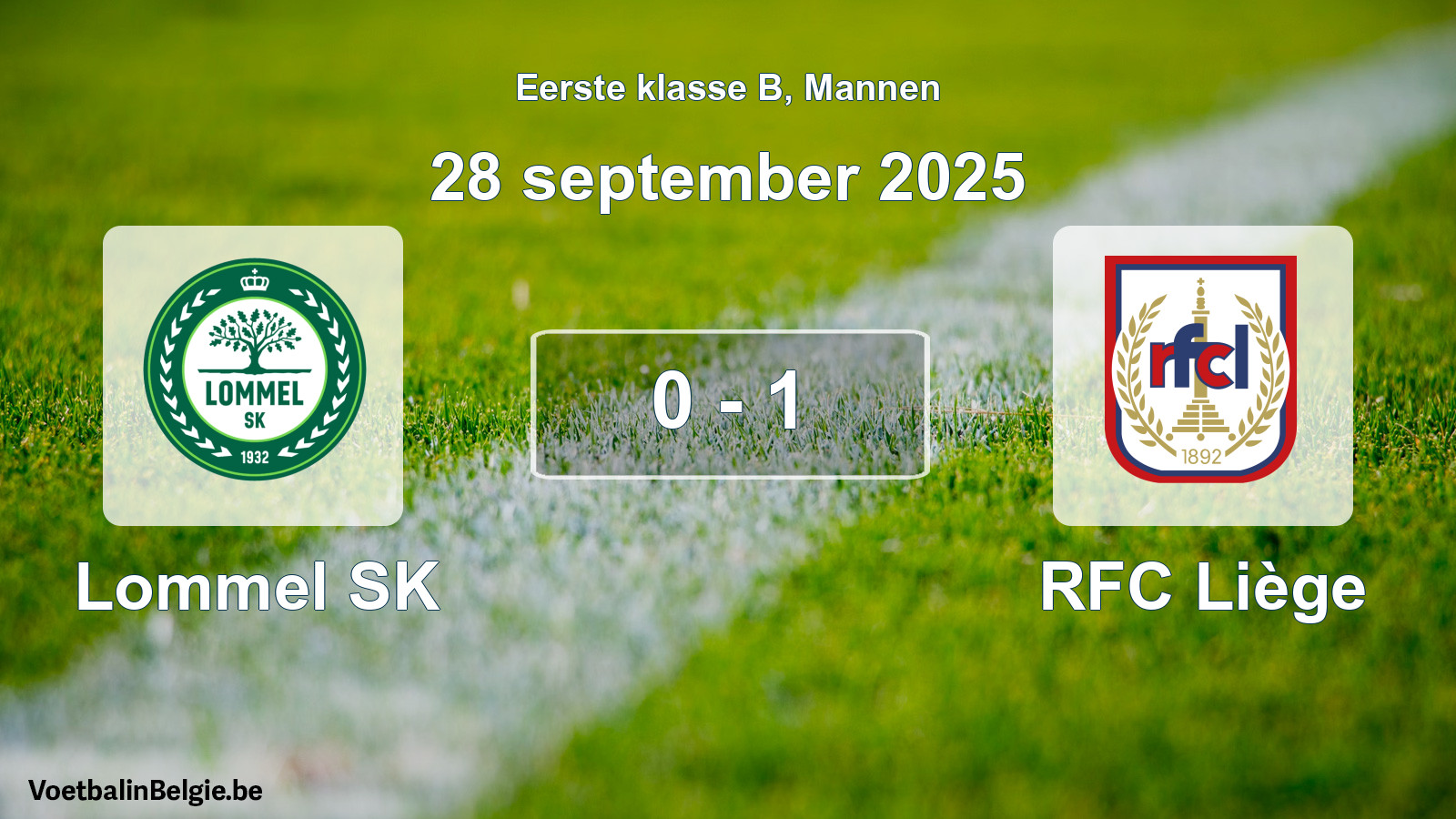 Match joué football hommes: Lommel SK - RFC Liège 0 - 1 (28 septembre 2025)