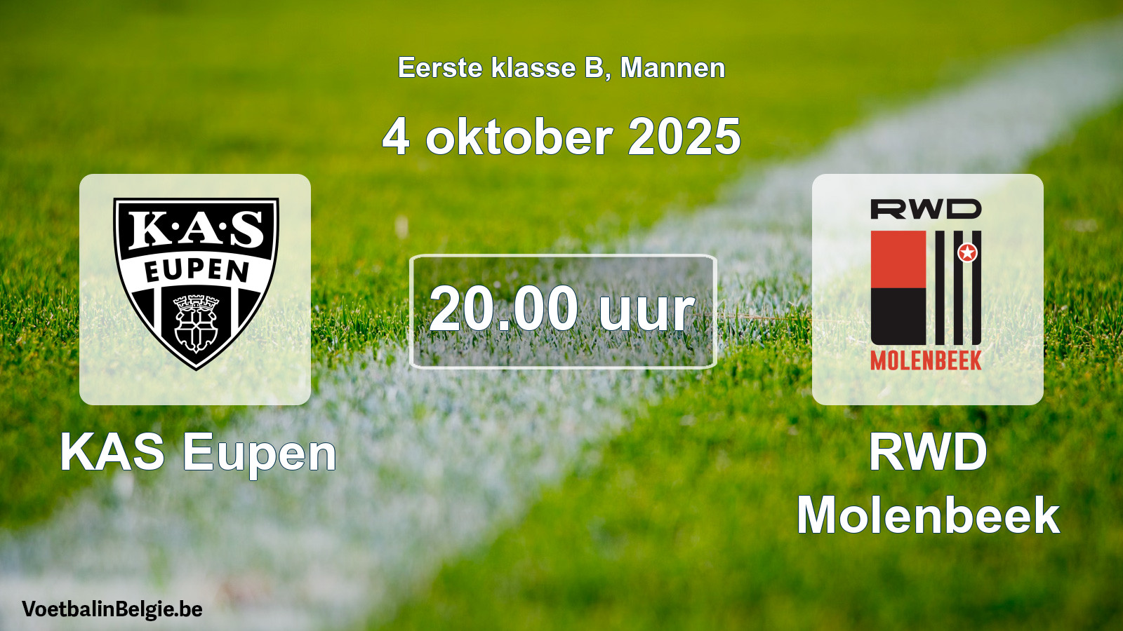 Match prévu football hommes: KAS Eupen - RWD Molenbeek (4 octobre 2025)