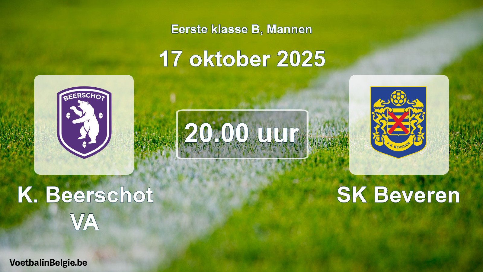 Match prévu football hommes: K. Beerschot VA - SK Beveren (17 octobre 2025)