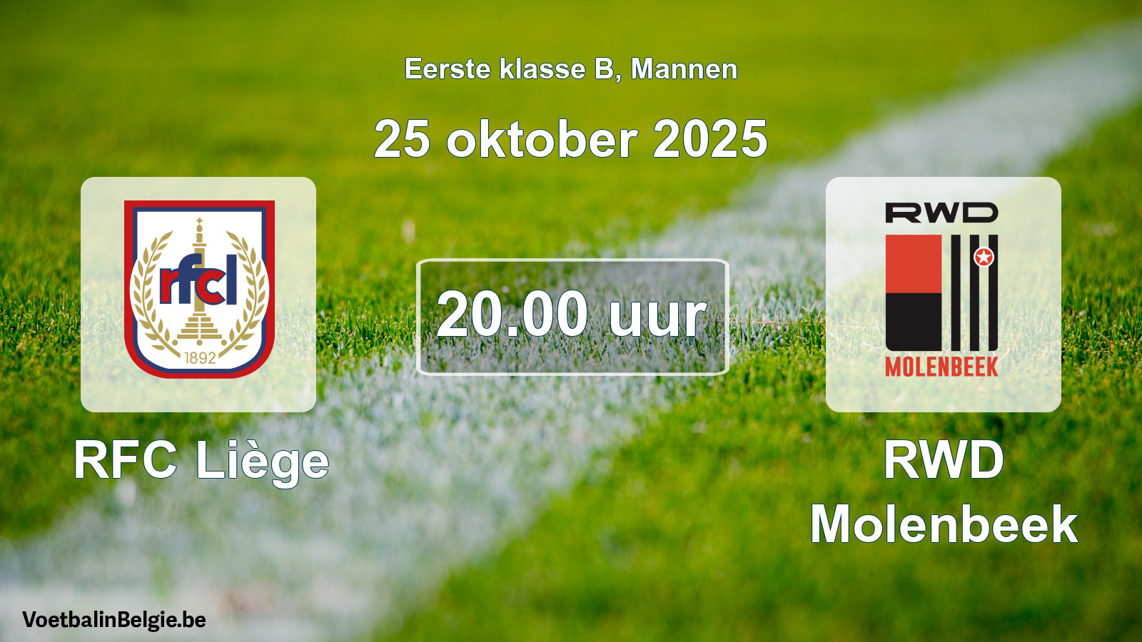 Match prévu football hommes: RFC Liège - RWD Molenbeek (25 octobre 2025)