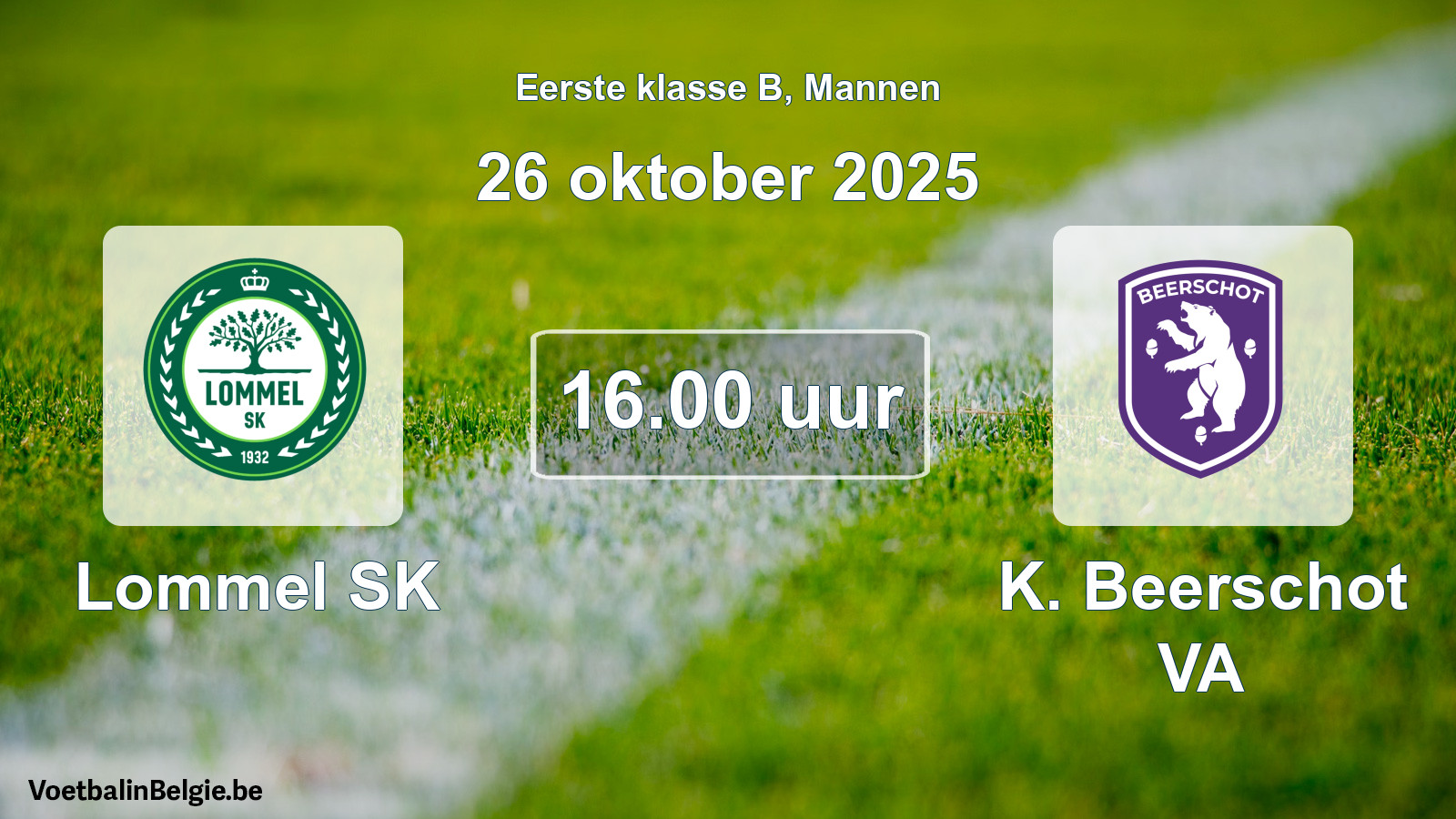 Match prévu football hommes: Lommel SK - K. Beerschot VA (26 octobre 2025)