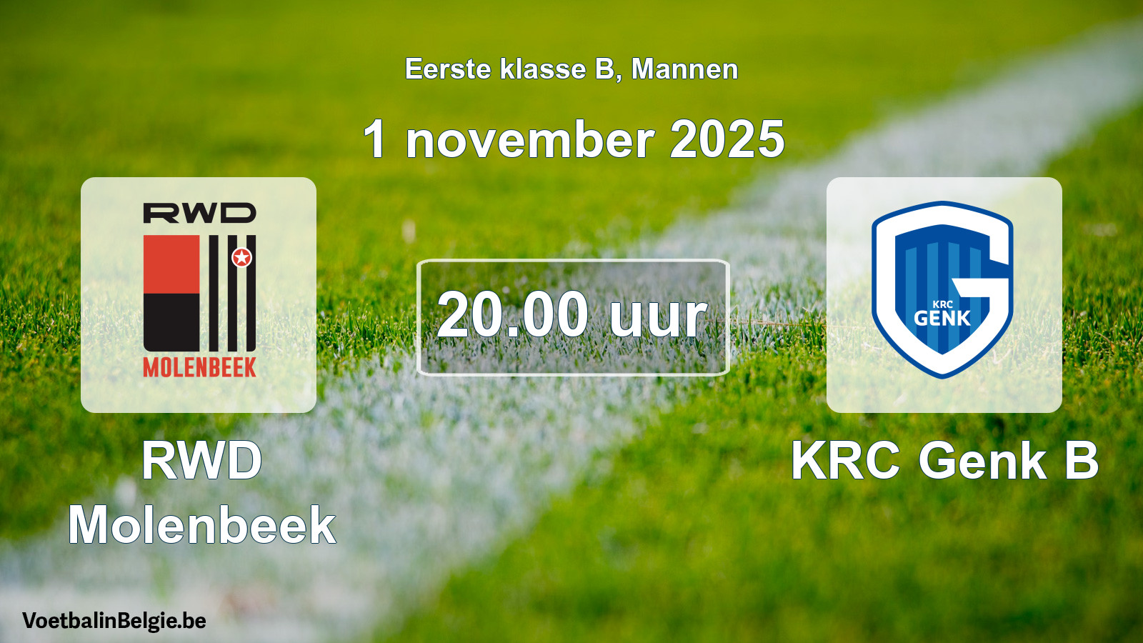 Match prévu football hommes: RWD Molenbeek - KRC Genk B (1 novembre 2025)