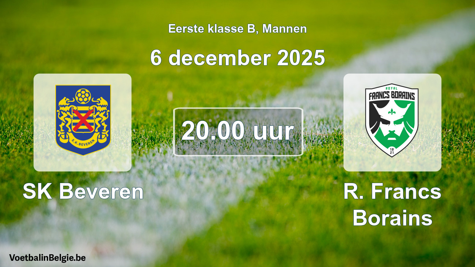 Match prévu football hommes: SK Beveren - R. Francs Borains (6 décembre 2025)