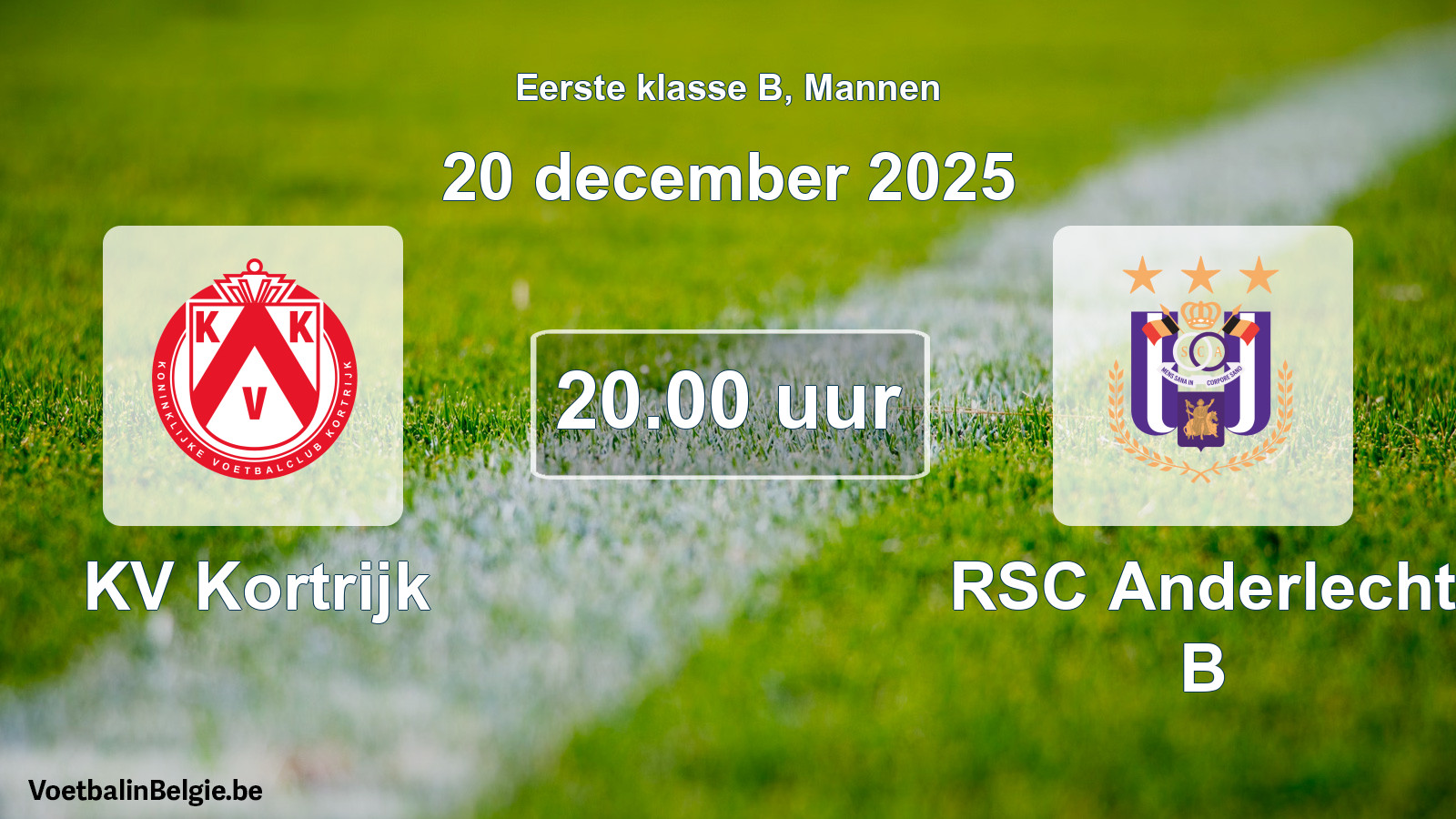 Match prévu football hommes: KV Kortrijk - RSC Anderlecht B (20 décembre 2025)