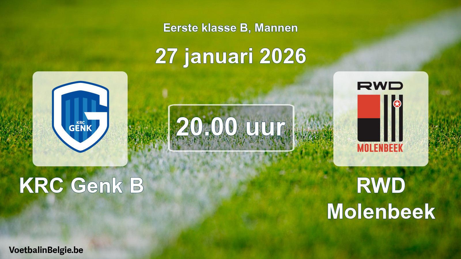 Scheduled match men football: KRC Genk B - RWD Molenbeek (27 January 2026)