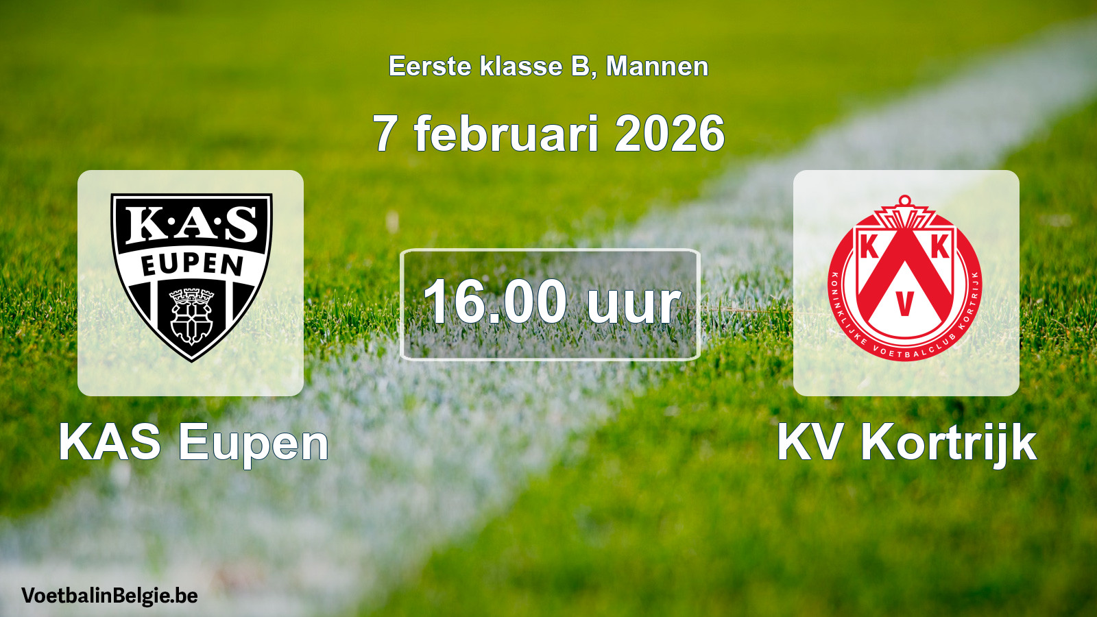 Scheduled match men football: KAS Eupen - KV Kortrijk (7 February 2026)