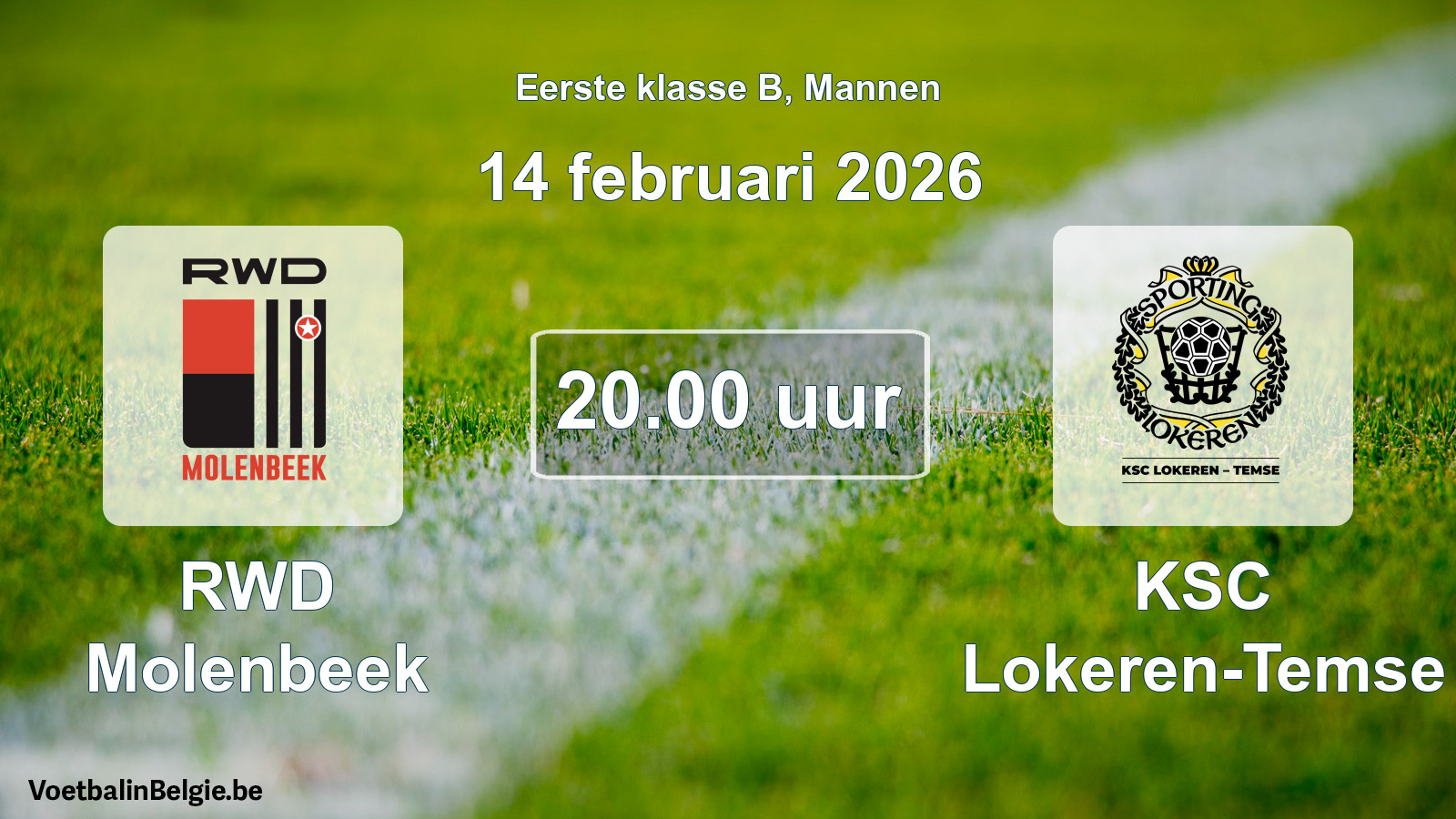 Match prévu football hommes: RWD Molenbeek - KSC Lokeren-Temse (14 février 2026)
