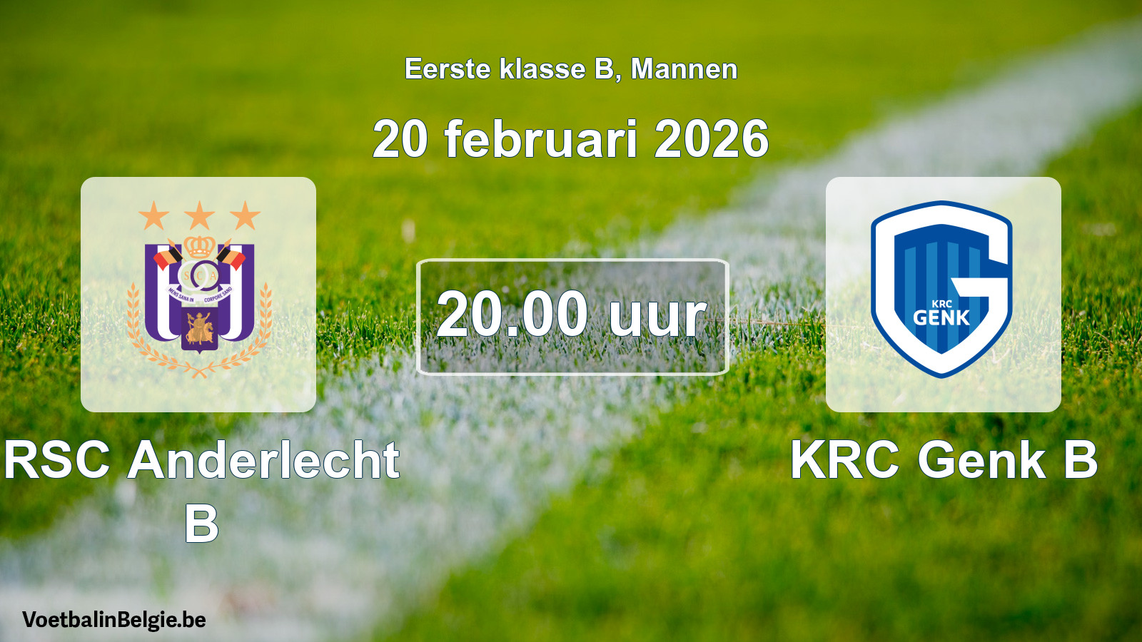 Scheduled match men football: RSC Anderlecht B - KRC Genk B (20 February 2026)