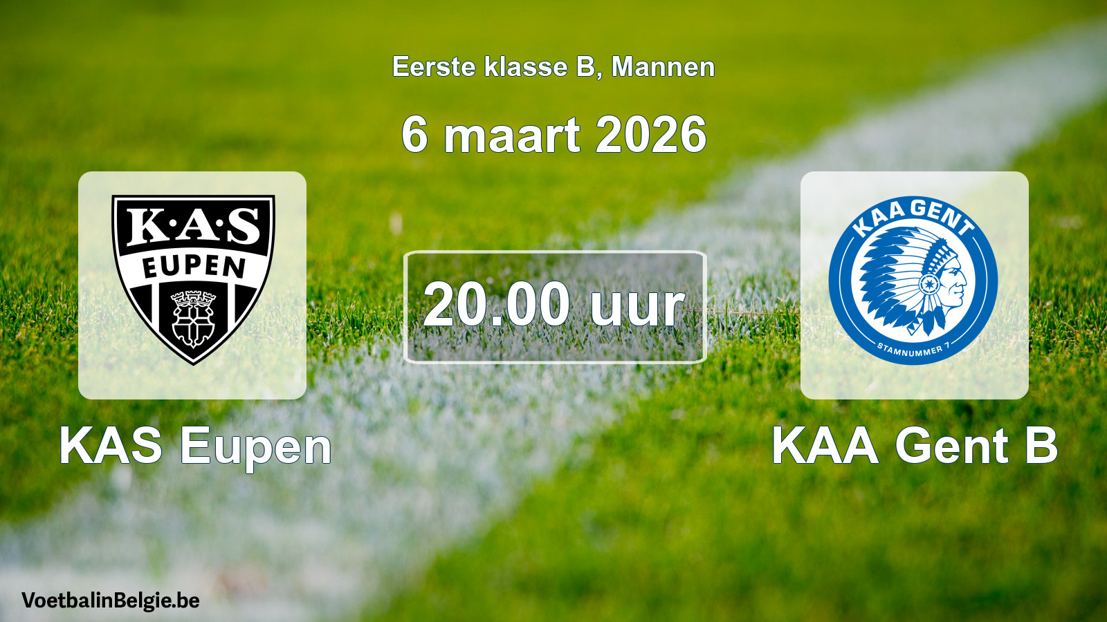 Match prévu football hommes: KAS Eupen - KAA Gent B (6 mars 2026)