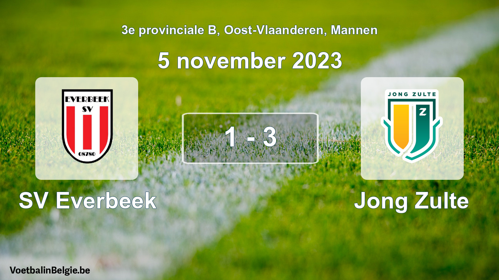Gespeelde wedstrijd mannenvoetbal: SV Everbeek - Jong Zulte 1 - 3 (5 november 2023)