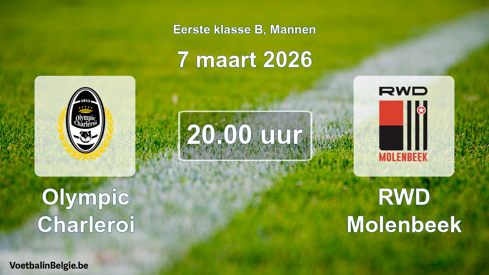 Scheduled match men football: Olympic Charleroi - RWD Molenbeek (7 March 2026)