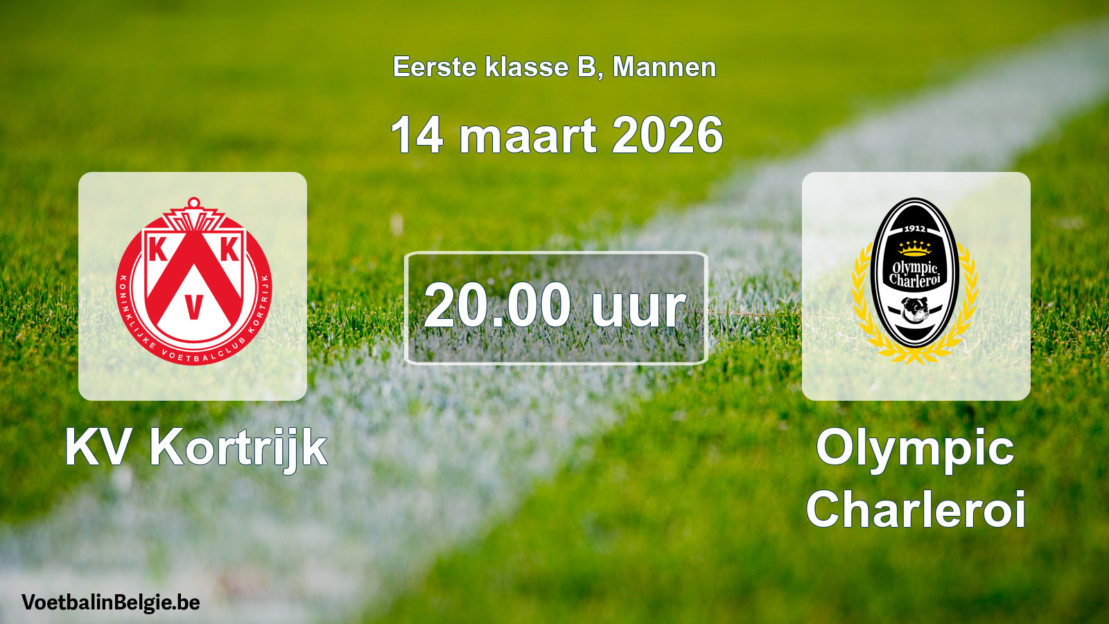 Scheduled match men football: KV Kortrijk - Olympic Charleroi (14 March 2026)