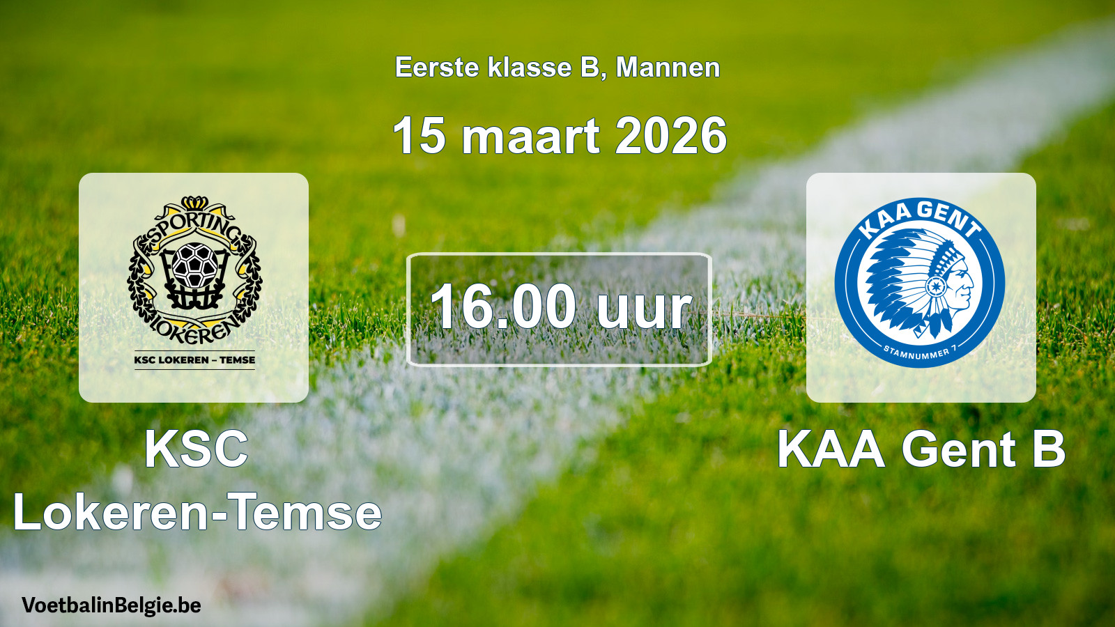 Scheduled match men football: KSC Lokeren-Temse - KAA Gent B (15 March 2026)