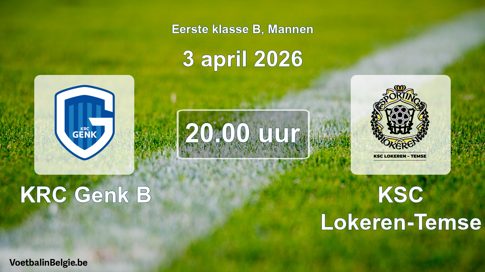 Match prévu football hommes: KRC Genk B - KSC Lokeren-Temse (3 avril 2026)