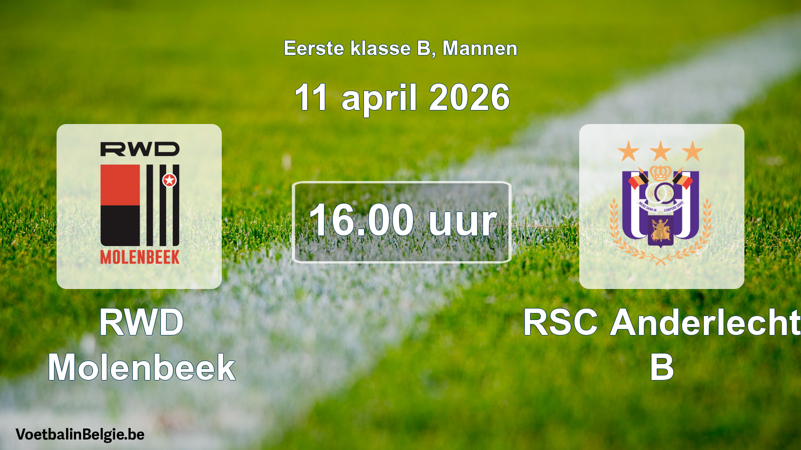 Scheduled match men football: RWD Molenbeek - RSC Anderlecht B (11 April 2026)