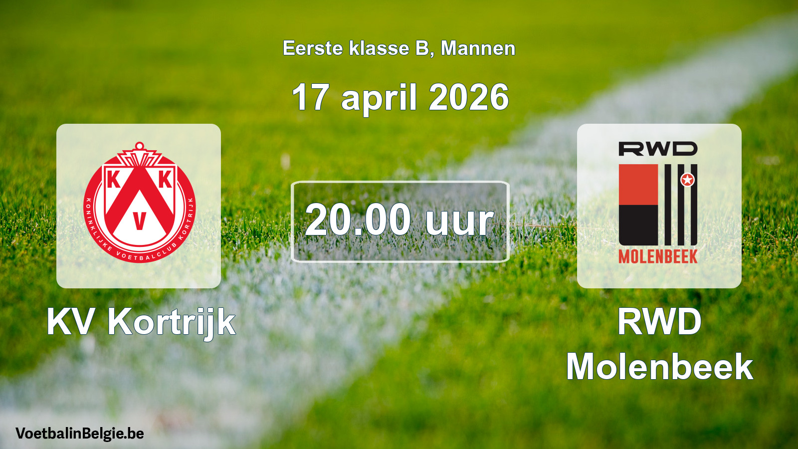 Scheduled match men football: KV Kortrijk - RWD Molenbeek (17 April 2026)