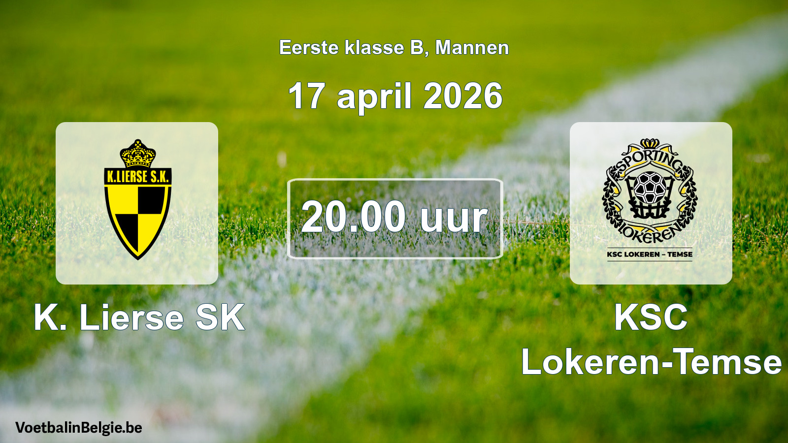 Match prévu football hommes: K. Lierse SK - KSC Lokeren-Temse (17 avril 2026)