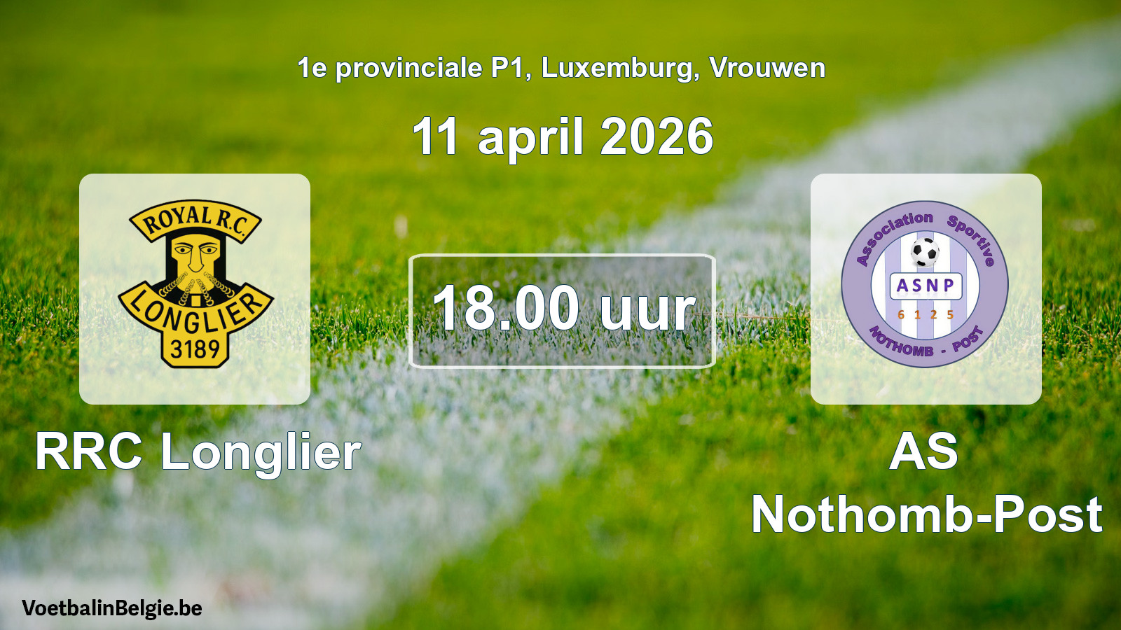 Geplande wedstrijd vrouwenvoetbal: RRC Longlier - AS Nothomb-Post (11 april 2026)