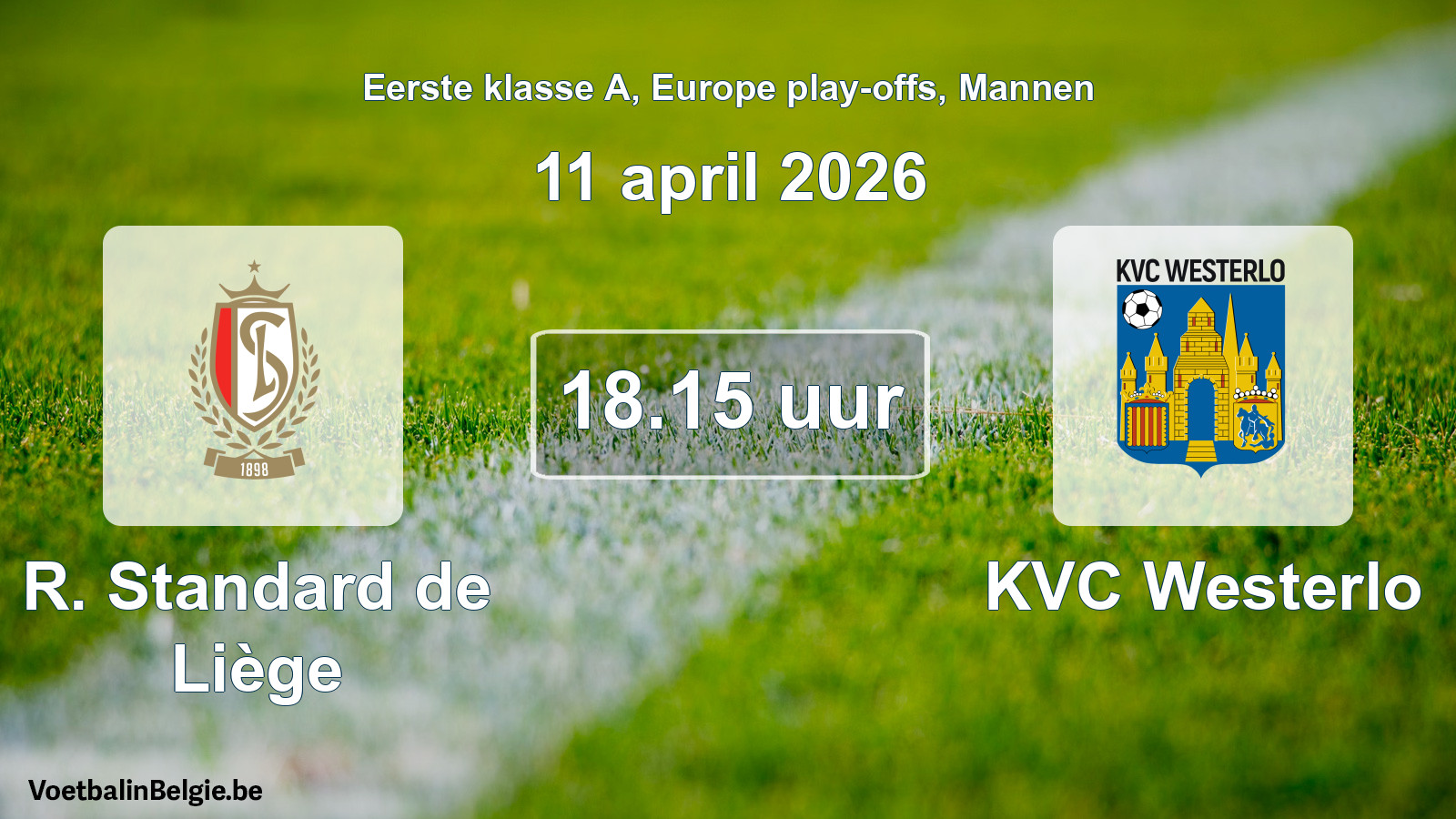 Geplande wedstrijd mannenvoetbal: R. Standard de Liège - KVC Westerlo (11 april 2026)