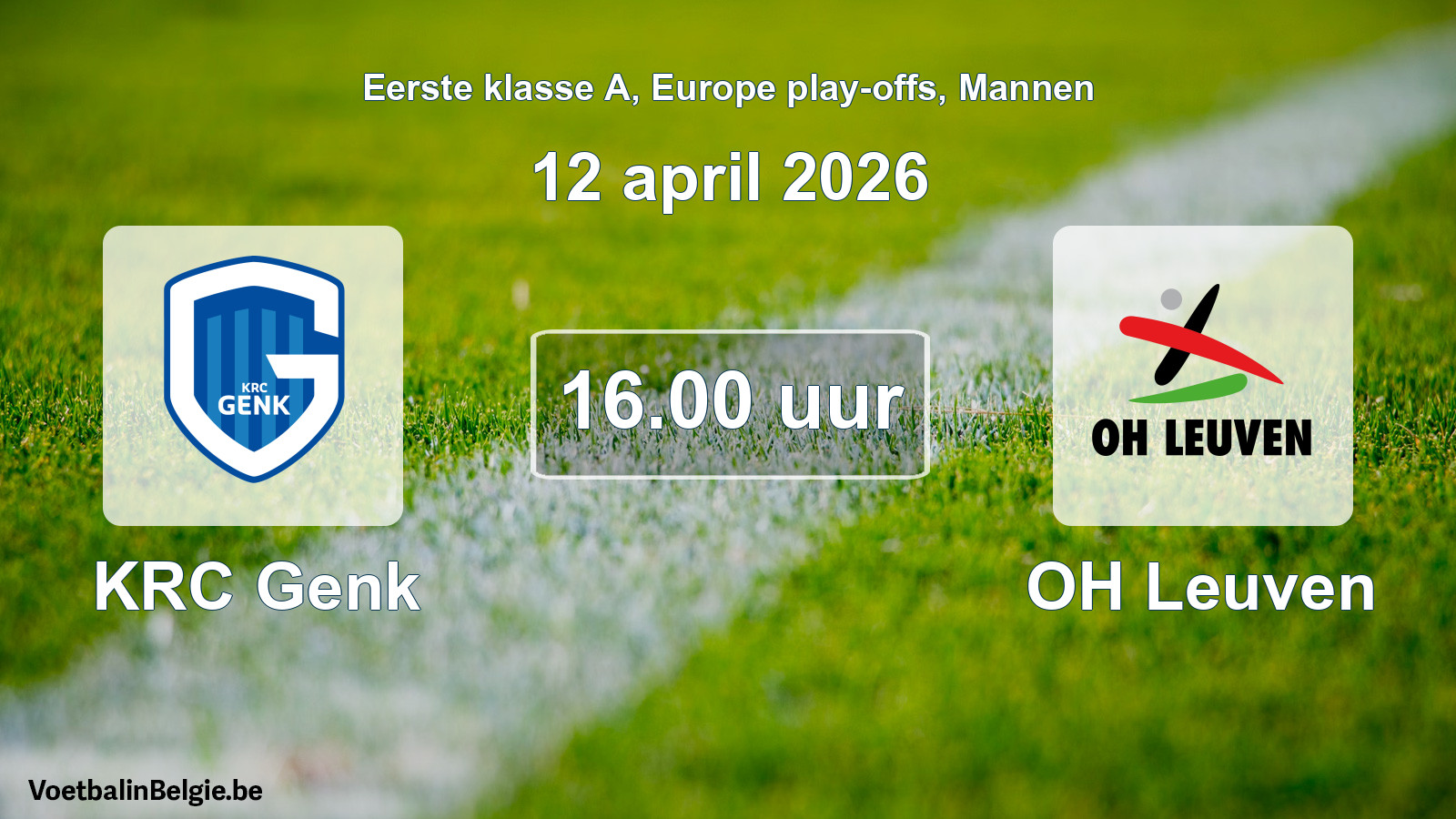 Geplande wedstrijd mannenvoetbal: KRC Genk - OH Leuven (12 april 2026)