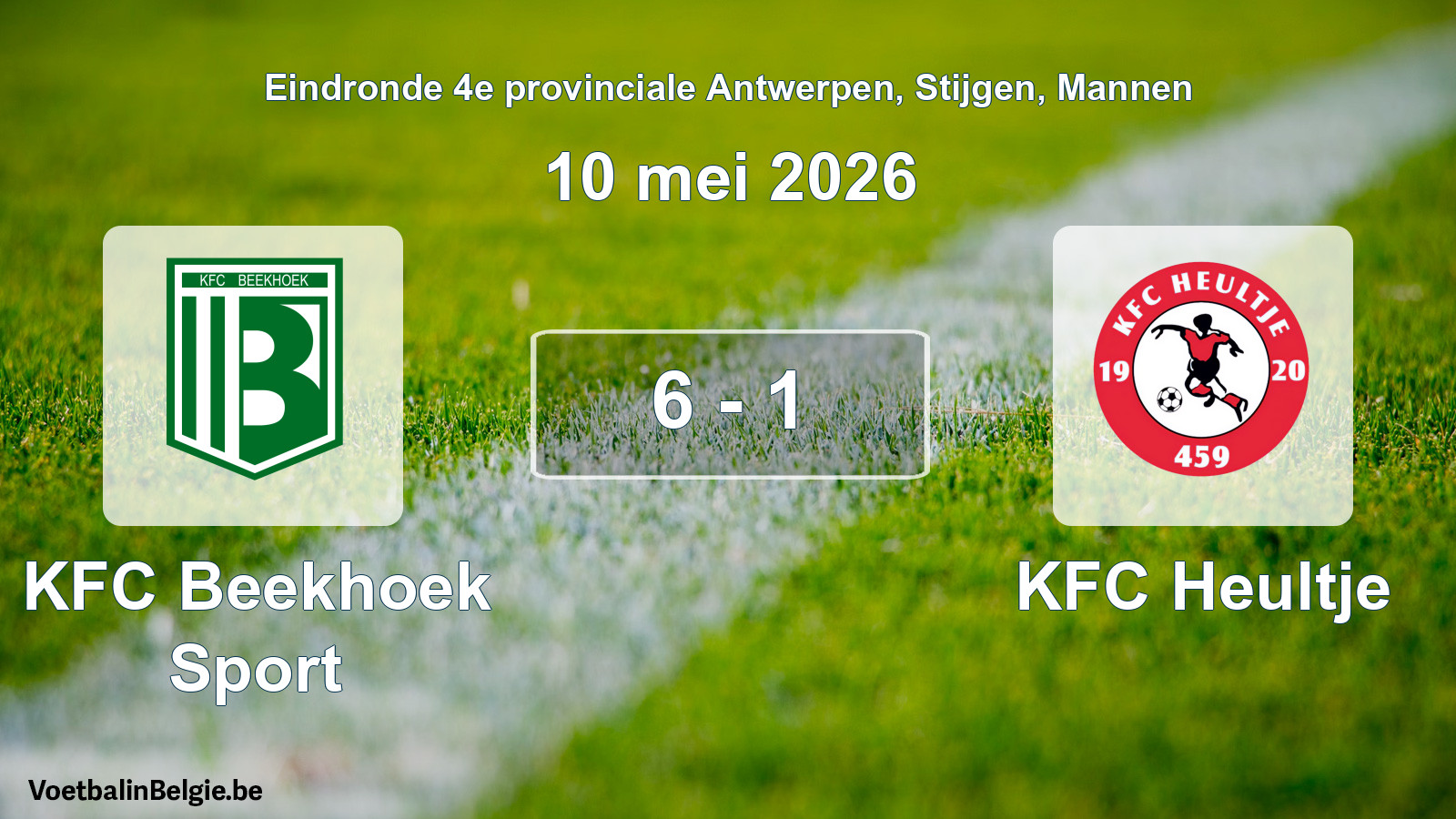 Gespeelde wedstrijd mannenvoetbal: KFC Beekhoek Sport - KFC Heultje 6 - 1 (10 mei 2026)