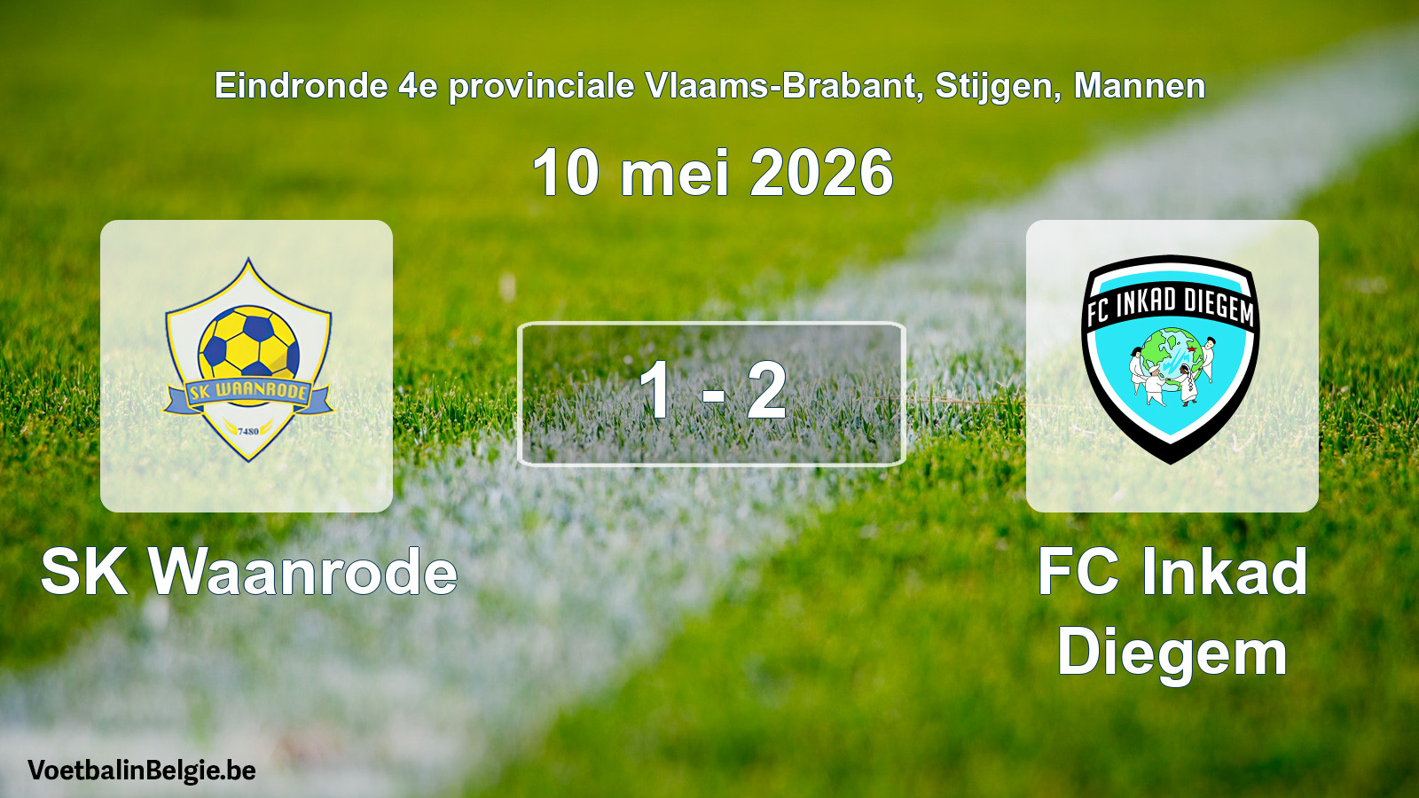Gespeelde wedstrijd mannenvoetbal: SK Waanrode - FC Inkad Diegem 1 - 2 (10 mei 2026)