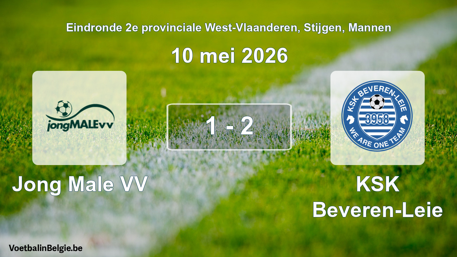 Gespeelde wedstrijd mannenvoetbal: Jong Male VV - KSK Beveren-Leie 1 - 2 (10 mei 2026)