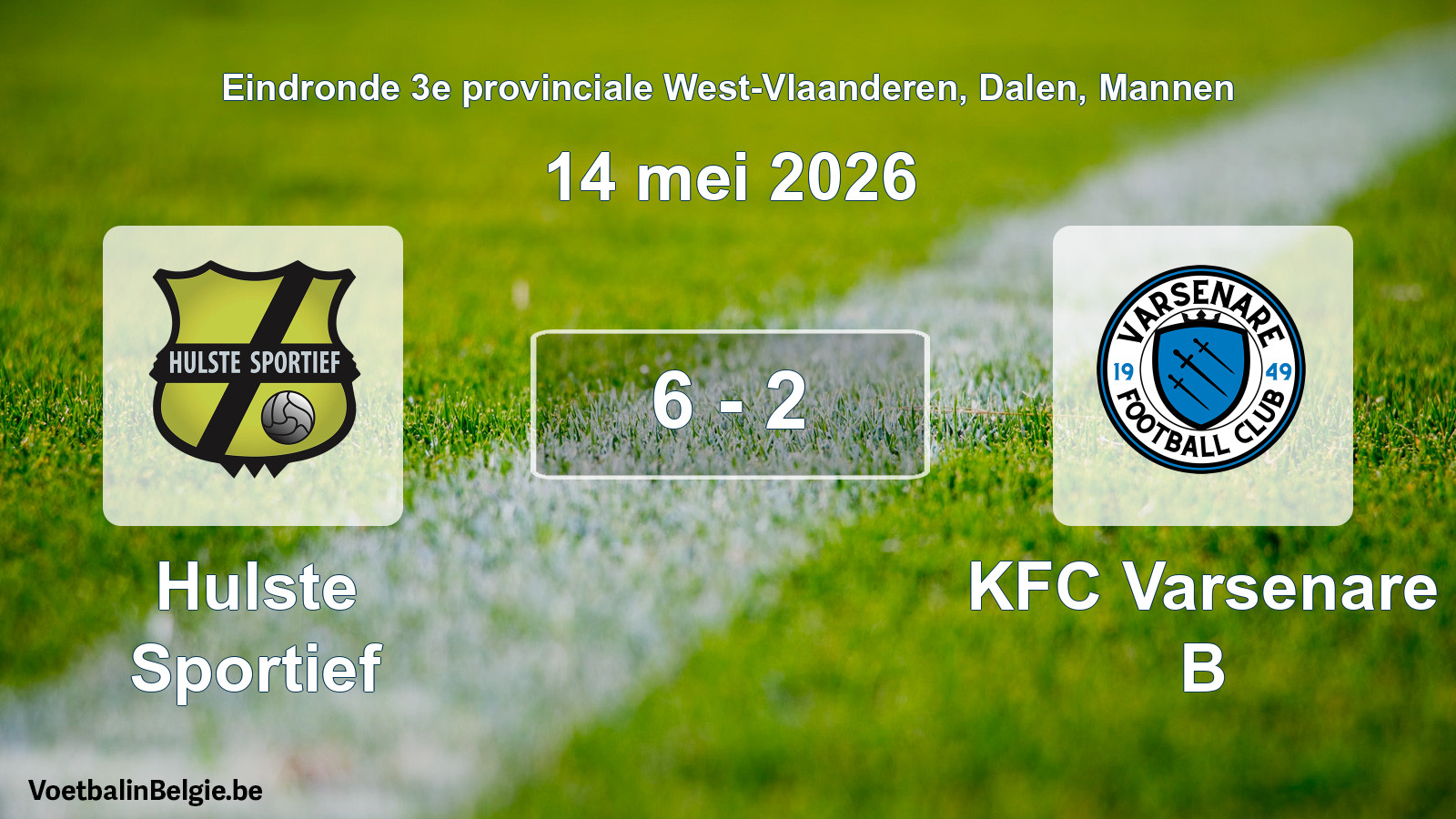 Gespeelde wedstrijd mannenvoetbal: Hulste Sportief - KFC Varsenare B 6 - 2 (14 mei 2026)