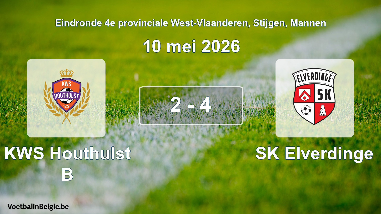 Gespeelde wedstrijd mannenvoetbal: KWS Houthulst B - SK Elverdinge 2 - 4 (10 mei 2026)