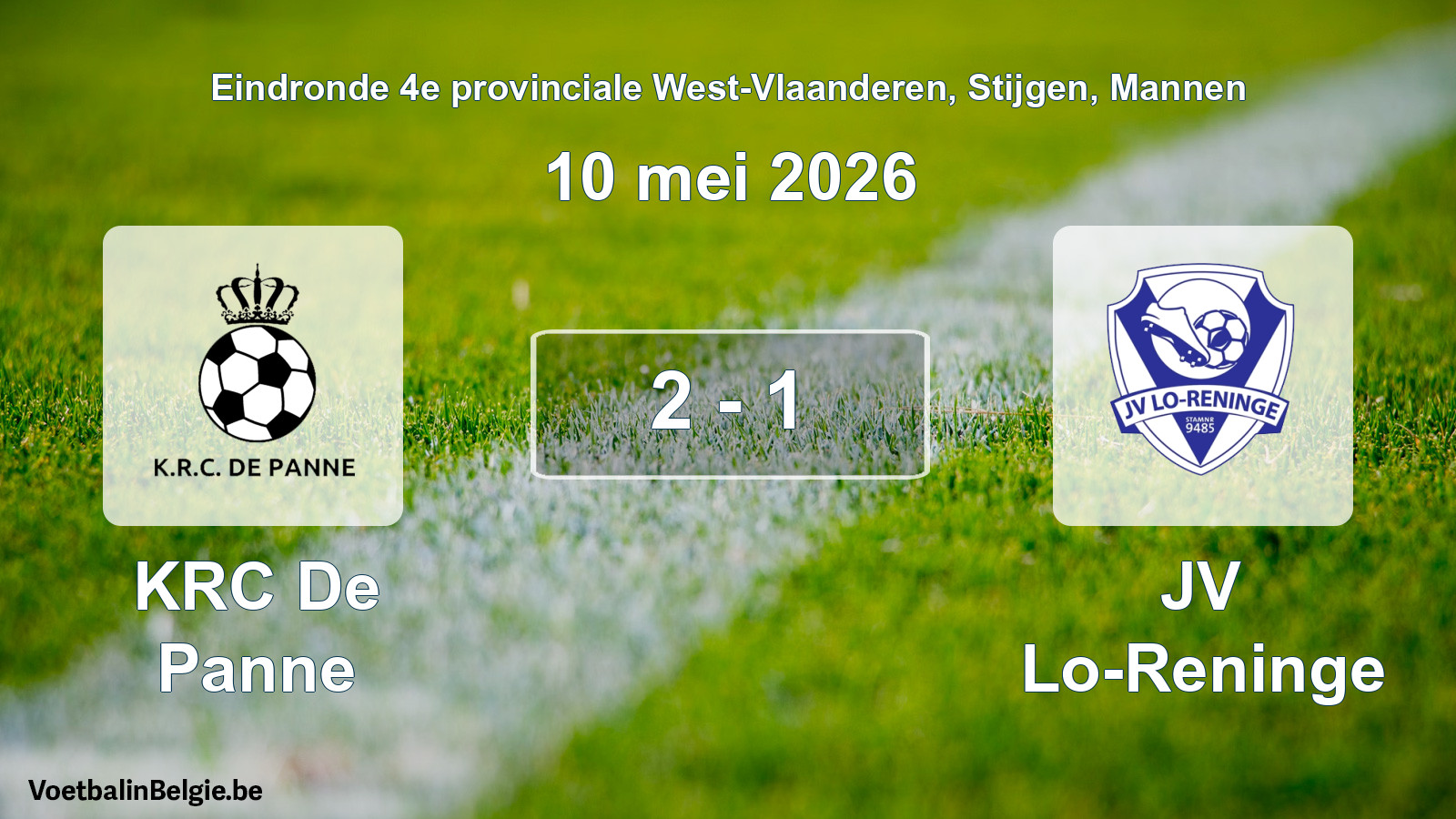 Gespeelde wedstrijd mannenvoetbal: KRC De Panne - JV Lo-Reninge 2 - 1 (10 mei 2026)