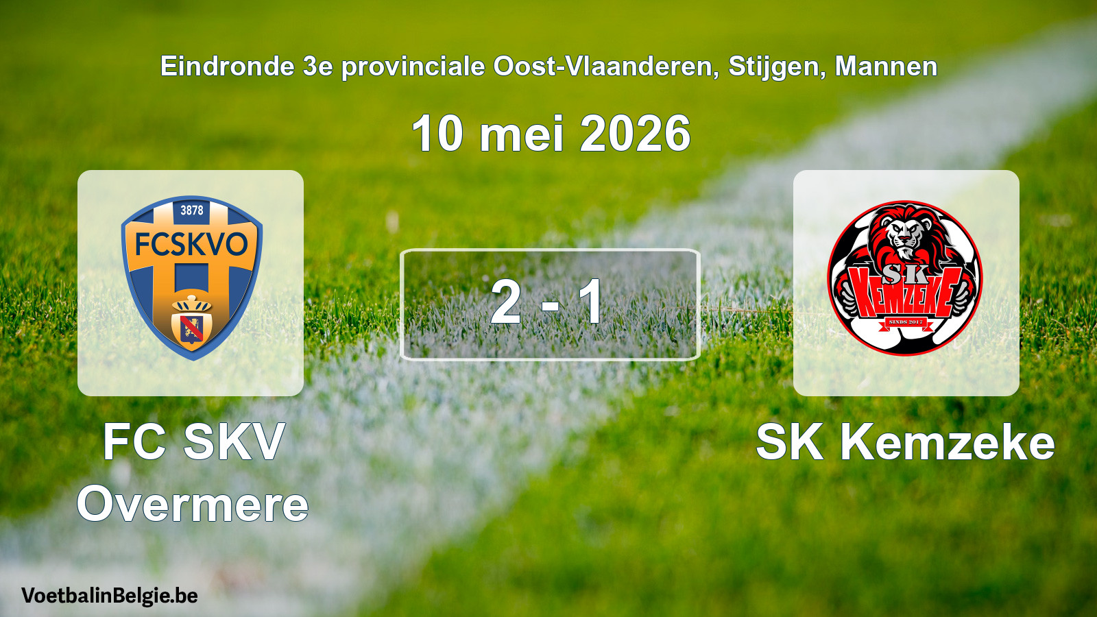 Gespeelde wedstrijd mannenvoetbal: FC SKV Overmere - SK Kemzeke 2 - 1 (10 mei 2026)