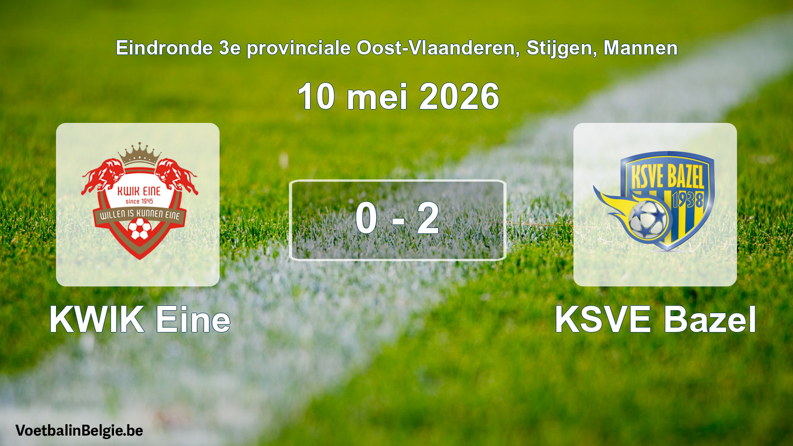 Gespeelde wedstrijd mannenvoetbal: KWIK Eine - KSVE Bazel 0 - 2 (10 mei 2026)