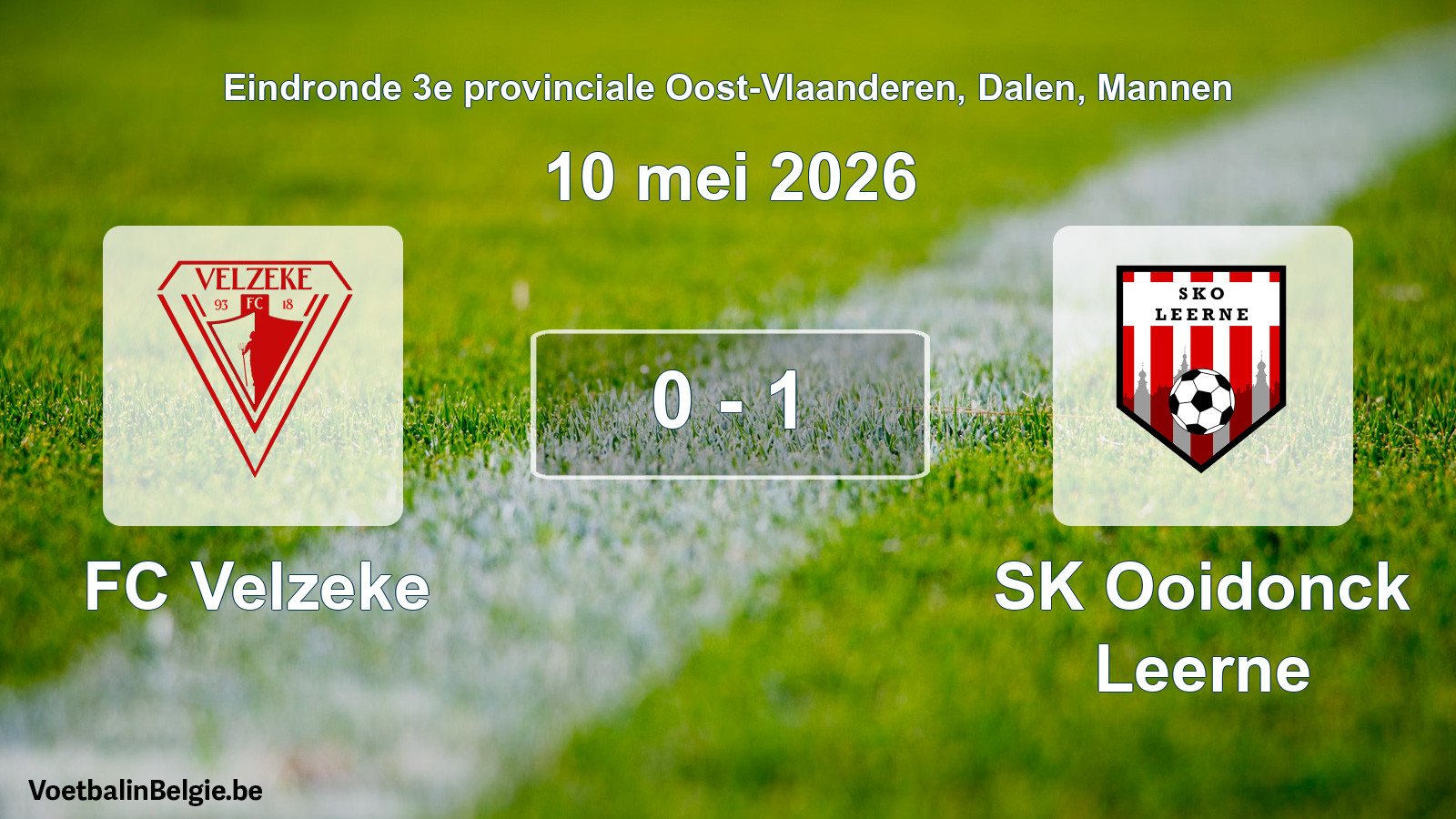 Gespeelde wedstrijd mannenvoetbal: FC Velzeke - SK Ooidonck Leerne 0 - 1 (10 mei 2026)