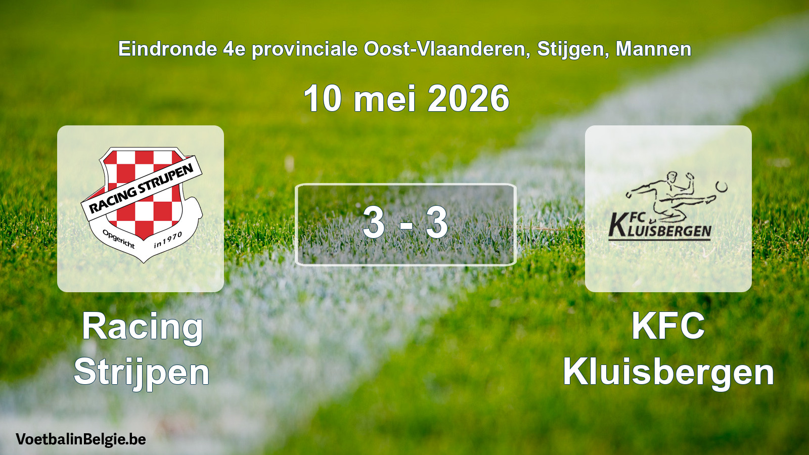 Gespeelde wedstrijd mannenvoetbal: Racing Strijpen - KFC Kluisbergen 3 - 3 (10 mei 2026)