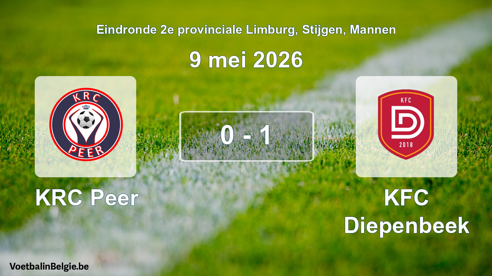 Gespeelde wedstrijd mannenvoetbal: KRC Peer - KFC Diepenbeek 0 - 1 (9 mei 2026)