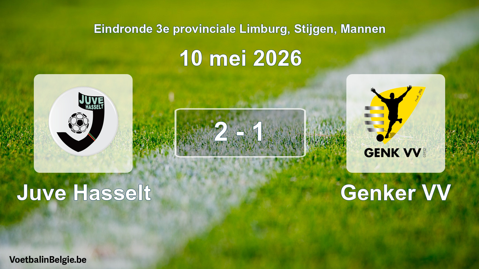Gespeelde wedstrijd mannenvoetbal: Juve Hasselt - Genker VV 2 - 1 (10 mei 2026)