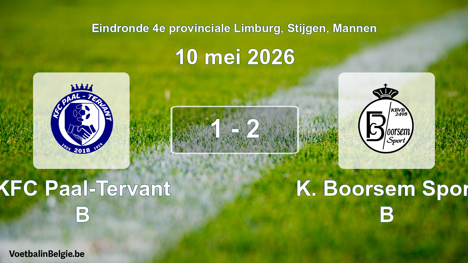 Gespeelde wedstrijd mannenvoetbal: KFC Paal-Tervant B - K. Boorsem Sport B 1 - 2 (10 mei 2026)