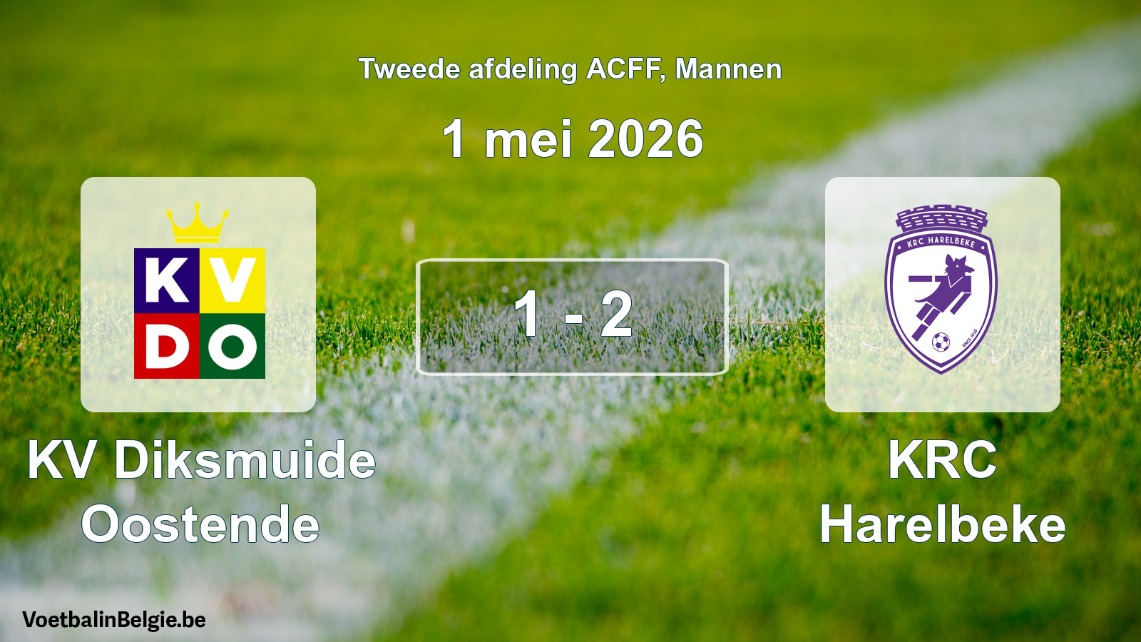 Gespeelde wedstrijd mannenvoetbal: KV Diksmuide Oostende - KRC Harelbeke 1 - 2 (1 mei 2026)