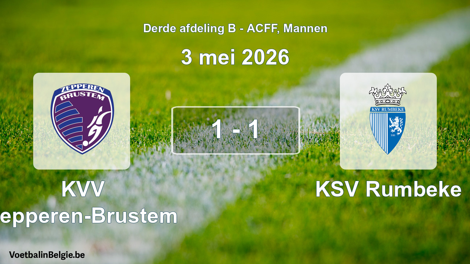 Gespeelde wedstrijd mannenvoetbal: KVV Zepperen-Brustem - KSV Rumbeke 1 - 1 (3 mei 2026)