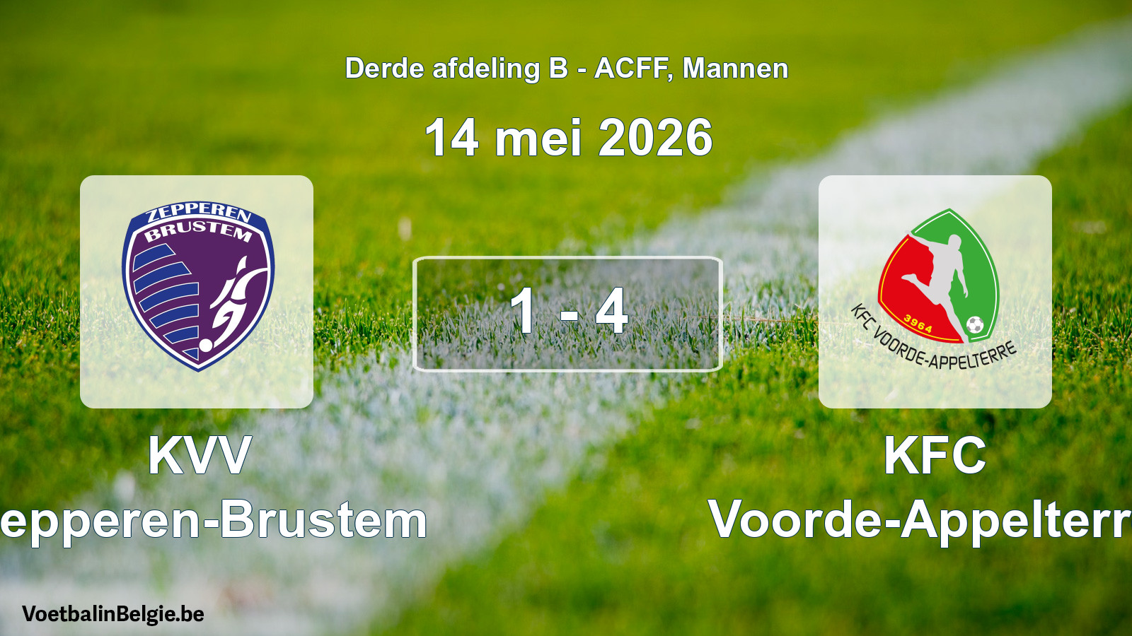Gespeelde wedstrijd mannenvoetbal: KVV Zepperen-Brustem - KFC Voorde-Appelterre 1 - 4 (14 mei 2026)