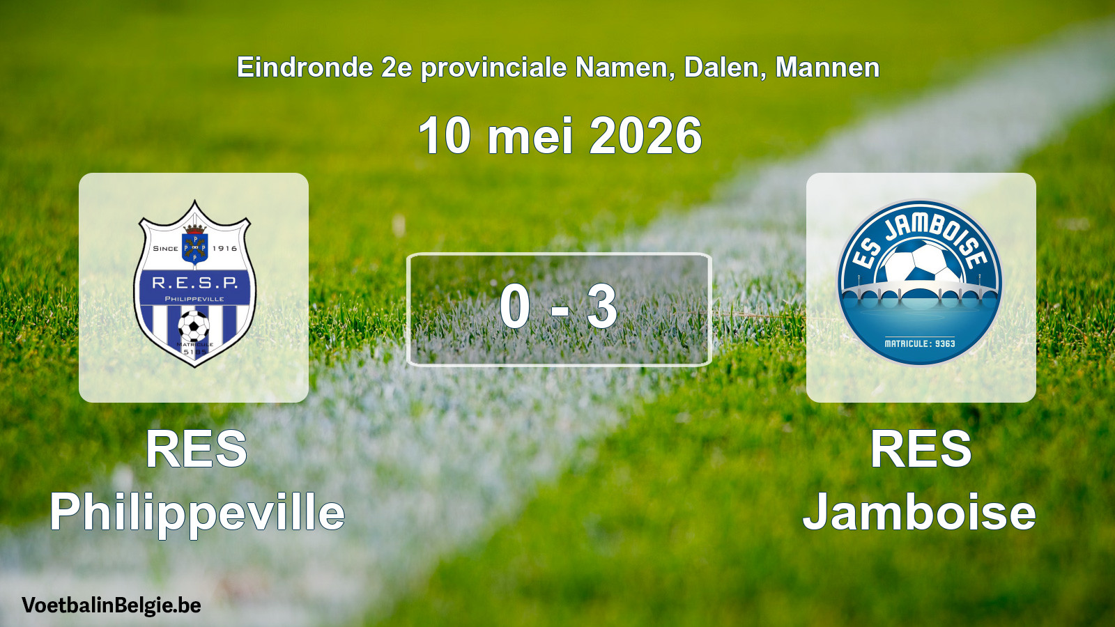 Gespeelde wedstrijd mannenvoetbal: RES Philippeville - RES Jamboise 0 - 3 (10 mei 2026)