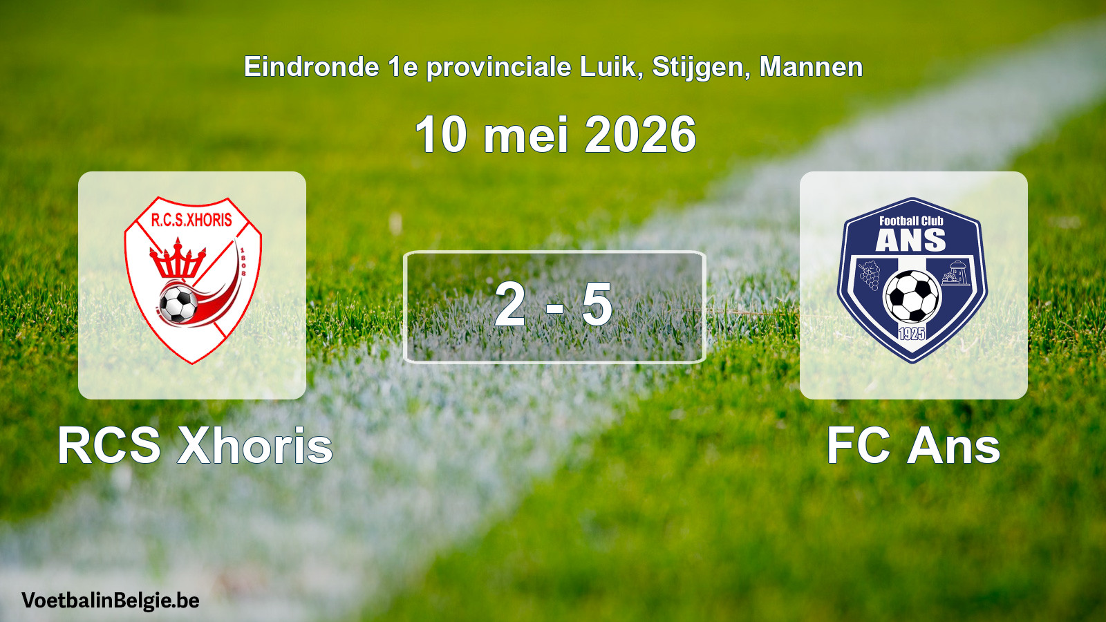 Gespeelde wedstrijd mannenvoetbal: RCS Xhoris - FC Ans 2 - 5 (10 mei 2026)