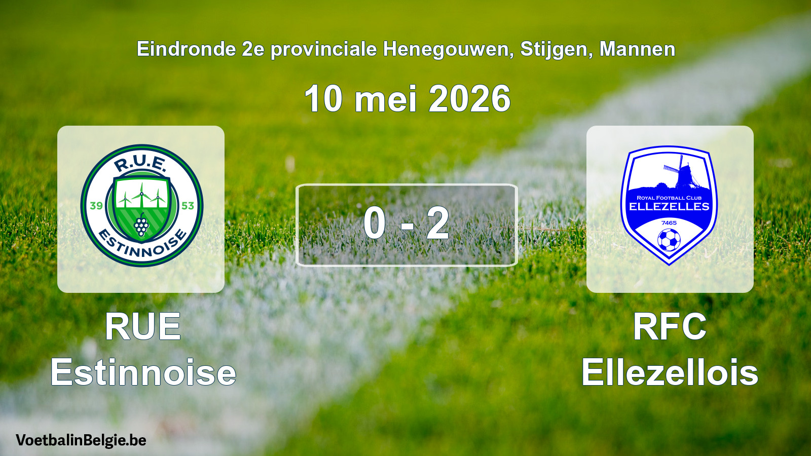 Gespeelde wedstrijd mannenvoetbal: RUE Estinnoise - RFC Ellezellois 0 - 2 (10 mei 2026)