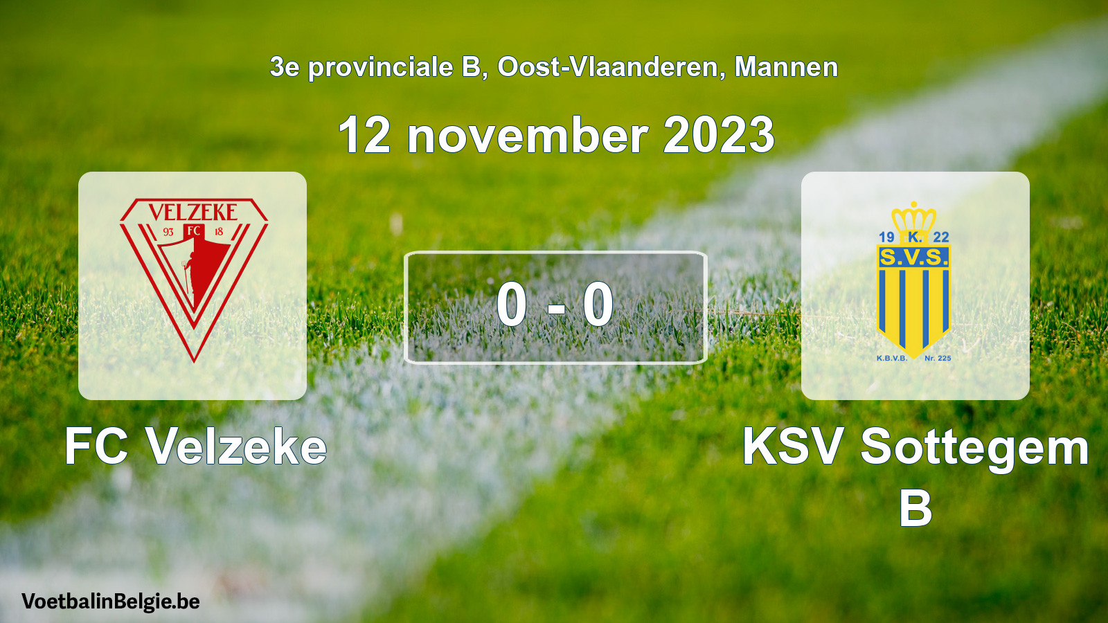 Gespeelde wedstrijd mannenvoetbal: FC Velzeke - KSV Sottegem B 0 - 0 (12 november 2023)